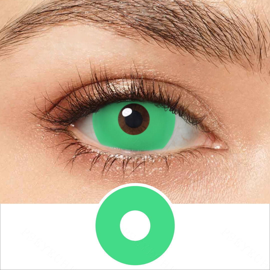 UV Glow Green Mini Sclera Contacts Secondary image