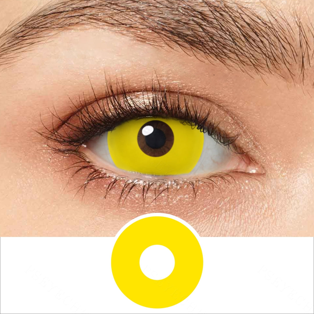 UV Glow Yellow Mini Sclera Contacts Secondary image