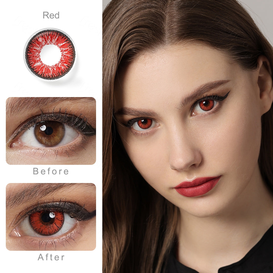 Nonno Deep Red Colored Contacts Secondary image