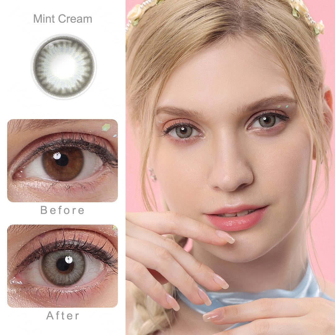 Flora Mint Cream Colored Contacts Secondary image