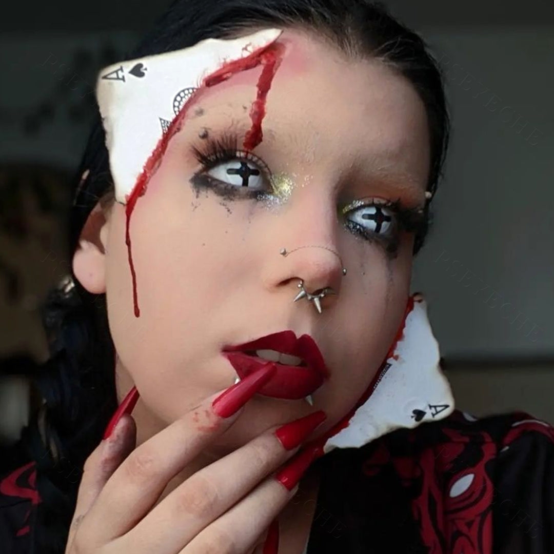 Black and White Cross Halloween Contacts Secondary image