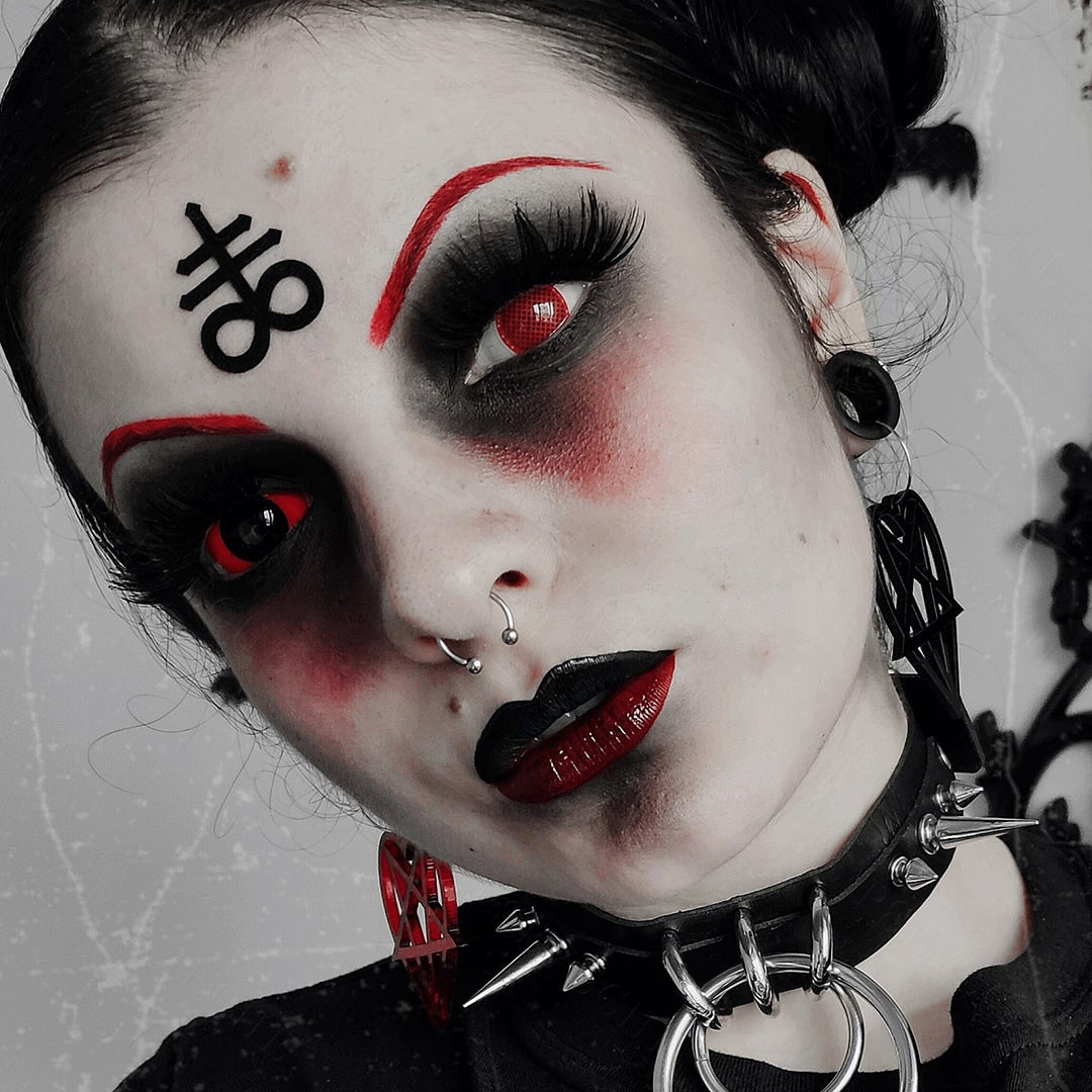 Red Mesh Halloween Contacts Secondary image
