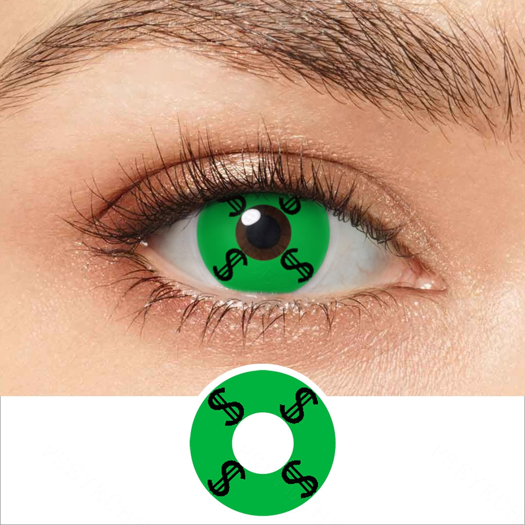 Green Dollar Sign Contact Lenses Main image