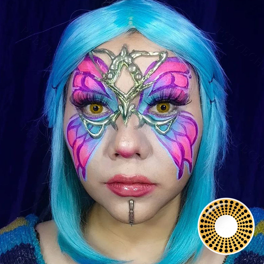 Pumpkin Polka Dot Contact Lenses Secondary image