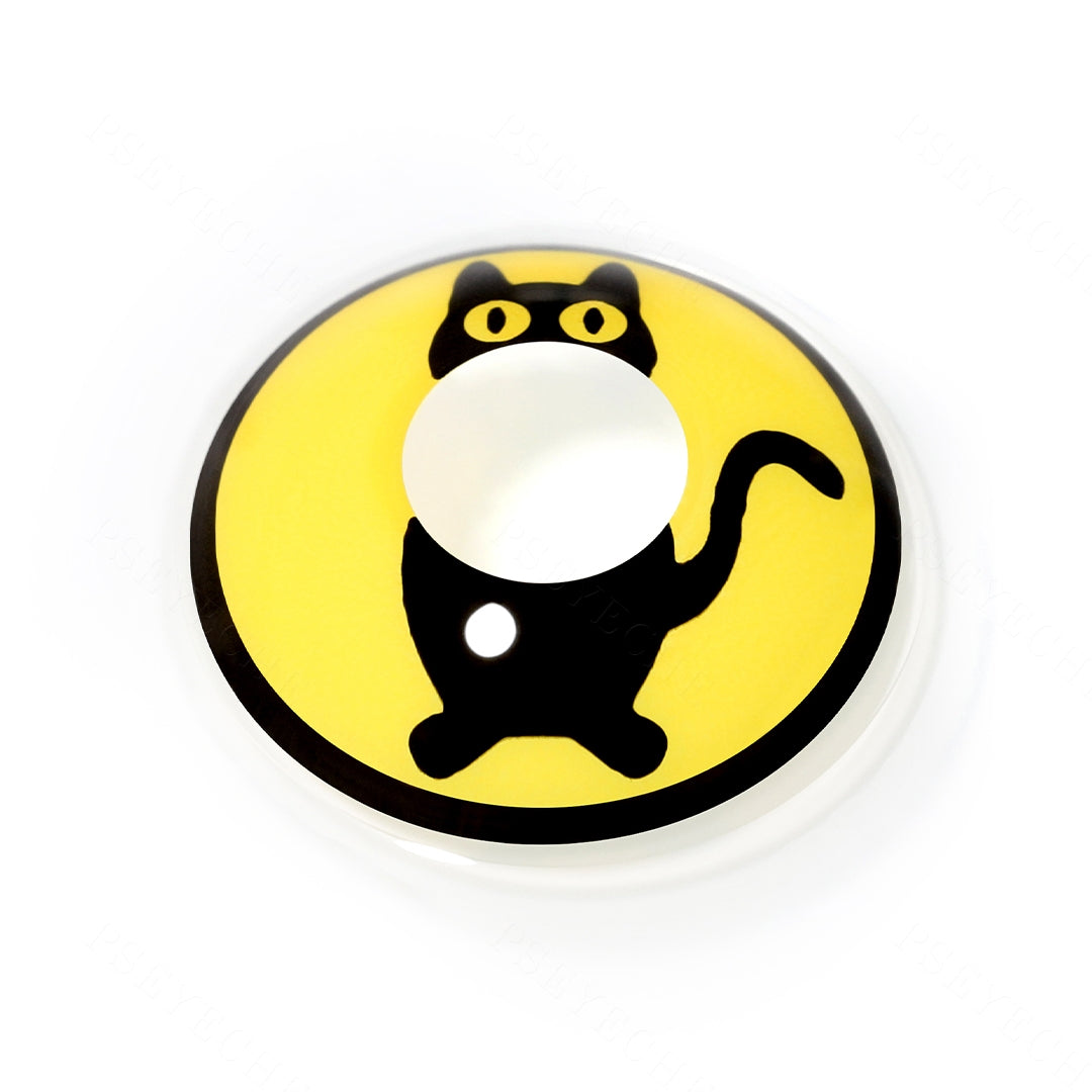 Yellow Kitten Pattern Halloween Contacts Secondary image