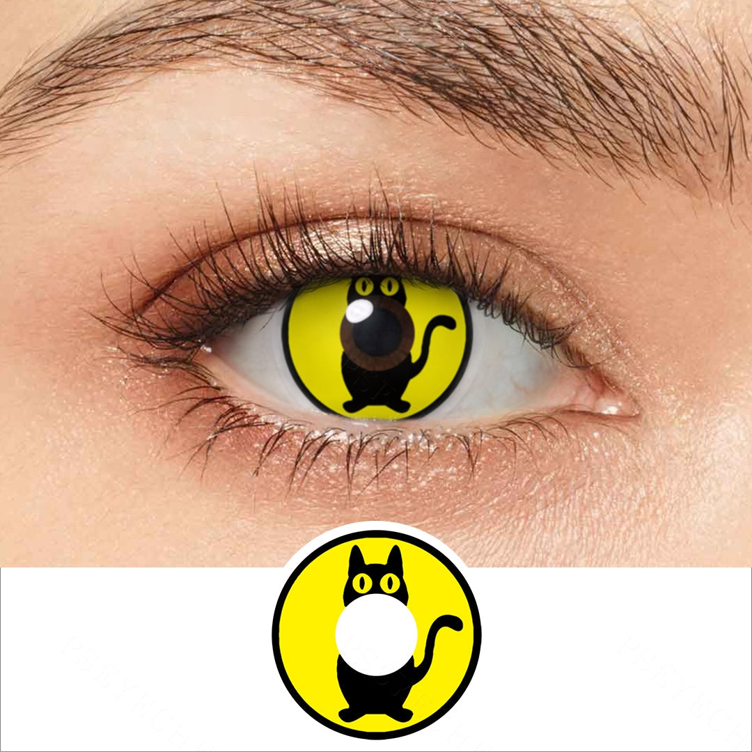 Yellow Kitten Pattern Halloween Contacts Main image
